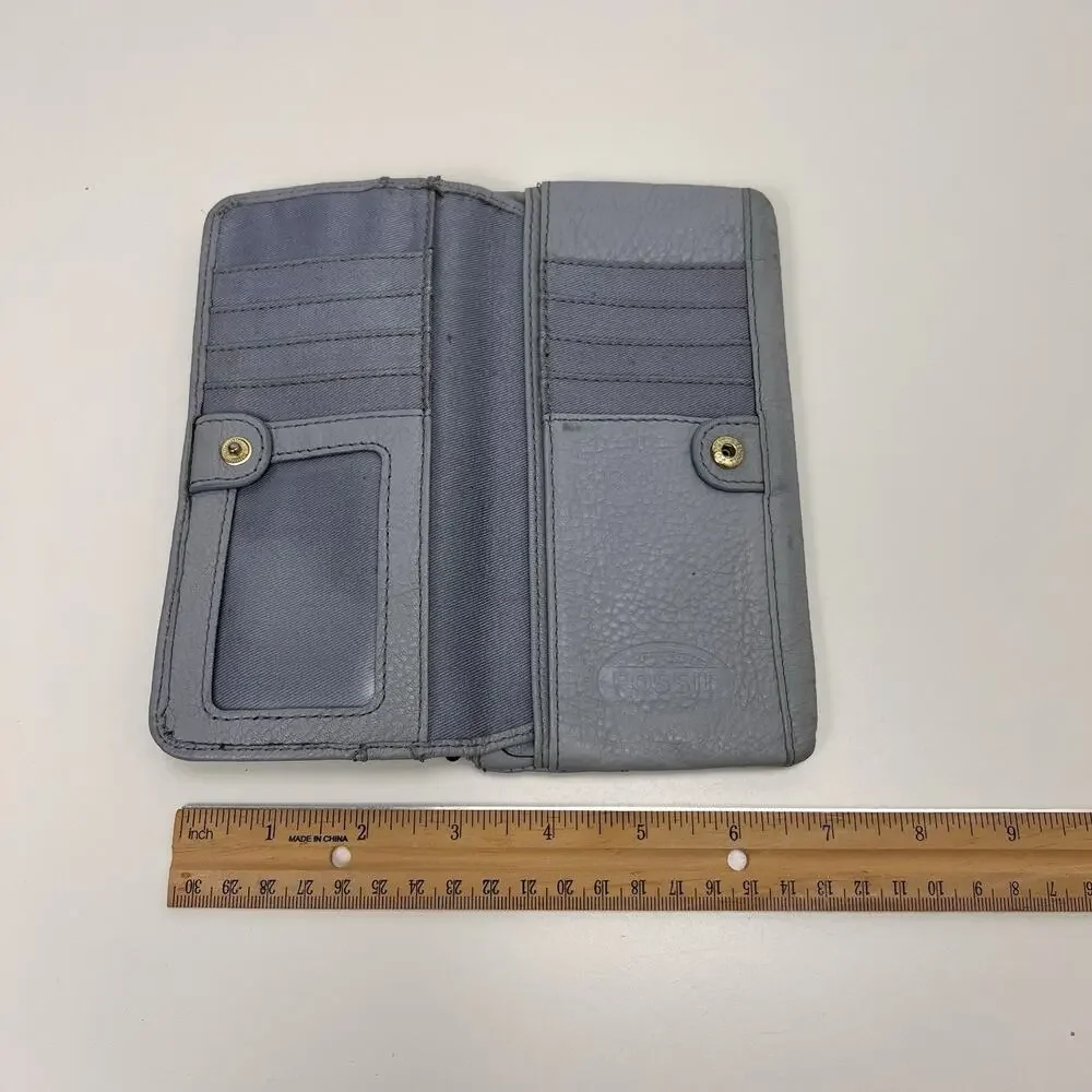 FOSSIL Small Light Blue Soft Leather Wallet 4.5 x 7.5
